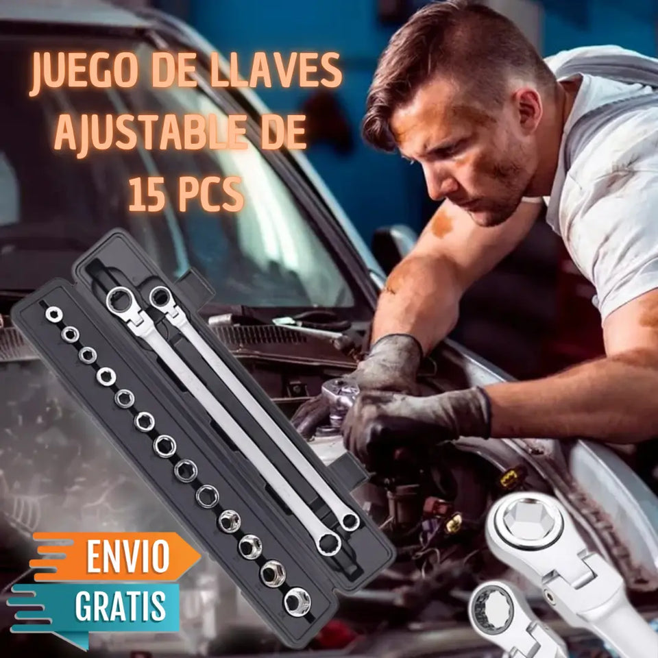 🔧 JUEGO DE LLAVES AJUSTABLES DE 15 PIEZAS 🔧